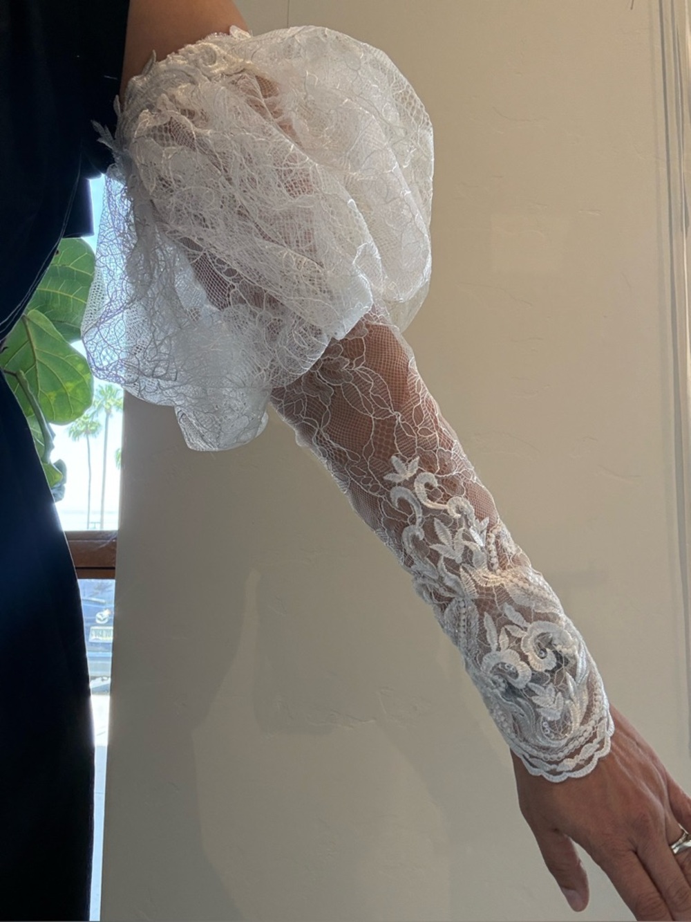 Pronovias White Lace Sleeve Accent